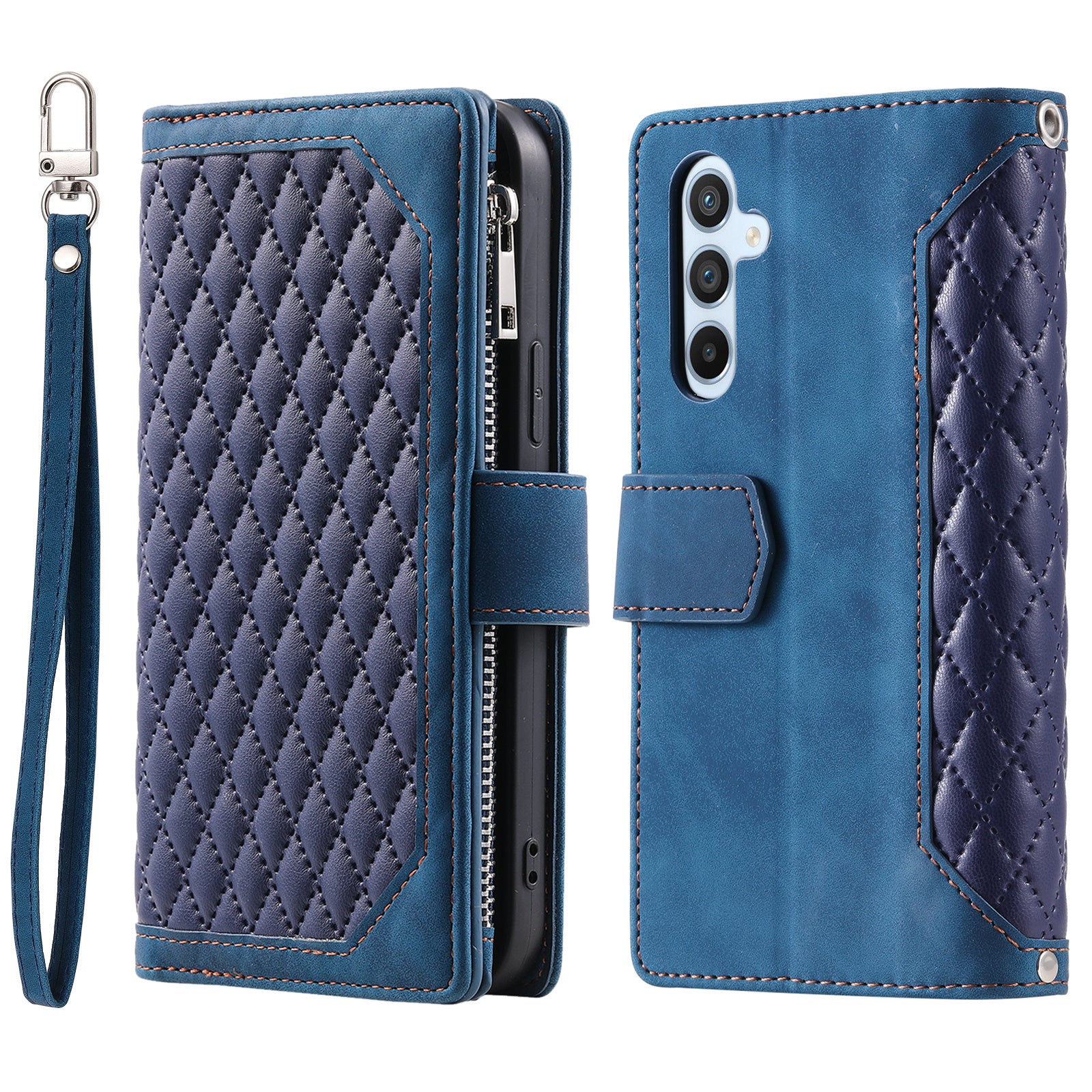 For Samsung Galaxy S23 FE PU Leather Phone Case Shell Rhombus Texture Zipper Pocket Wallet Stand Cover For Samsung Galaxy S23 FE PU Leather Phone Case Shell Rhombus Texture Zipper Pocket Wallet Stand Cover